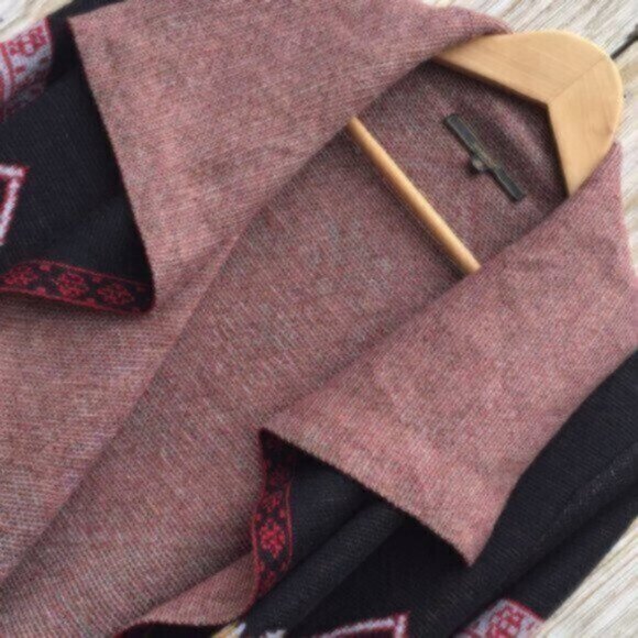 [New] Max Sport LA (XS=4) Knit Duster Style Long Cardigan Sweater Black/Red/Gray - Picture 6 of 8